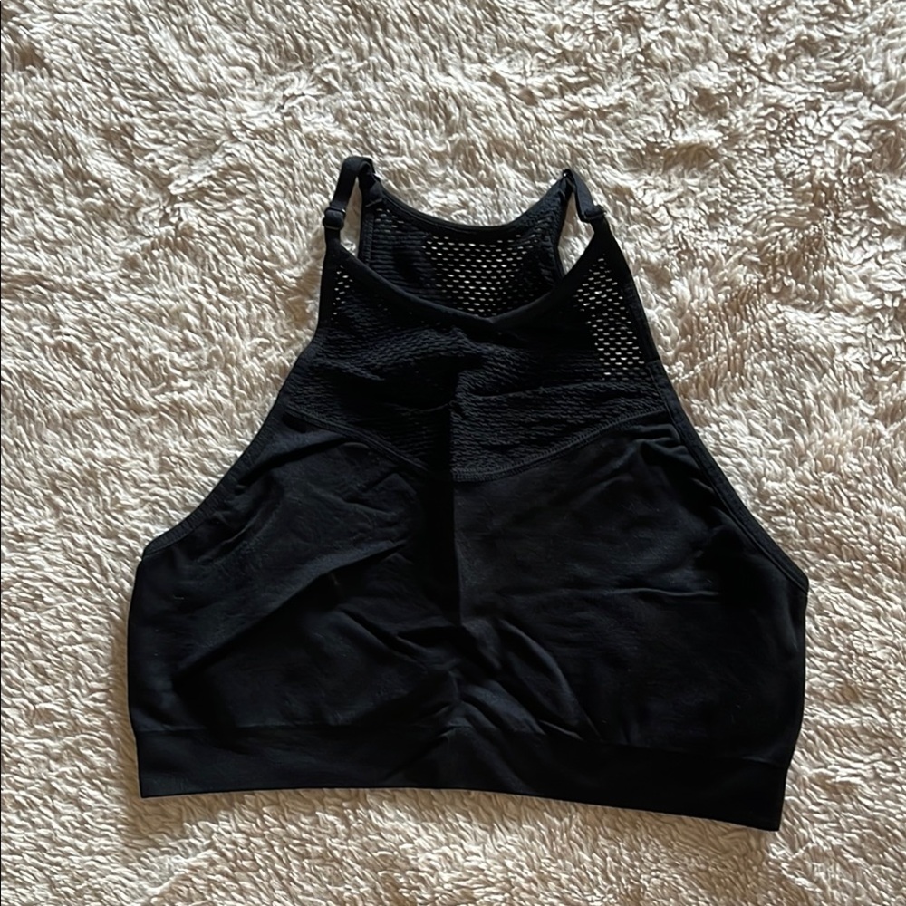 Black Racerback Sports Bra with Moisture-Wicking Fabric